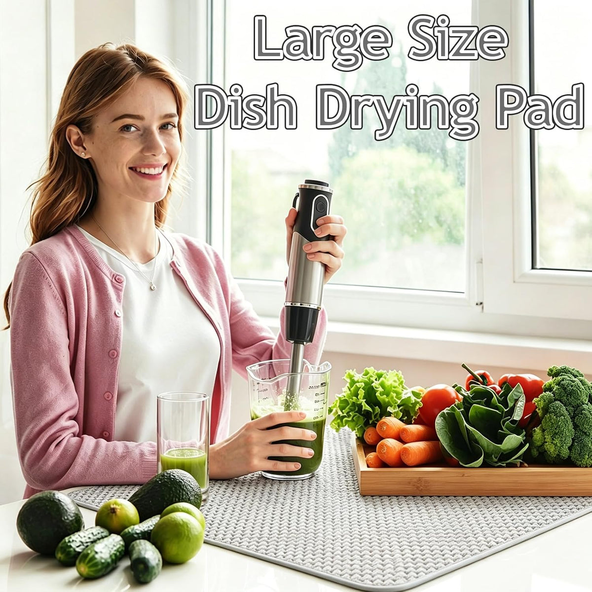 2 Pack Microfiber Dish Drying Mat,24*17 inch Absorbent Dish Drainer Kitchen Counter,Large Size Dish Drying Pad for Countertops,Sinks,Draining Racks(Gray)