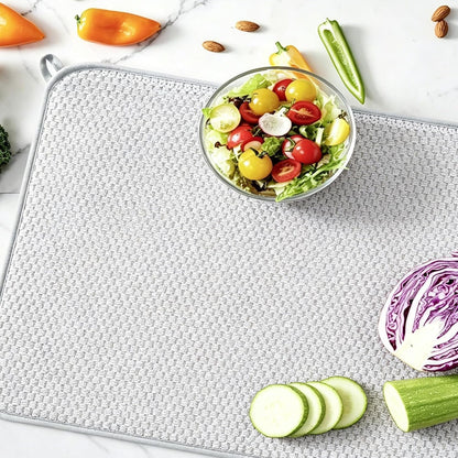 2 Pack Microfiber Dish Drying Mat,24*17 inch Absorbent Dish Drainer Kitchen Counter,Large Size Dish Drying Pad for Countertops,Sinks,Draining Racks(Gray)