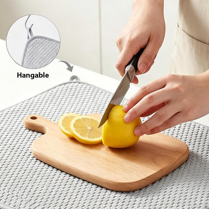 2 Pack Microfiber Dish Drying Mat,24*17 inch Absorbent Dish Drainer Kitchen Counter,Large Size Dish Drying Pad for Countertops,Sinks,Draining Racks(Gray)
