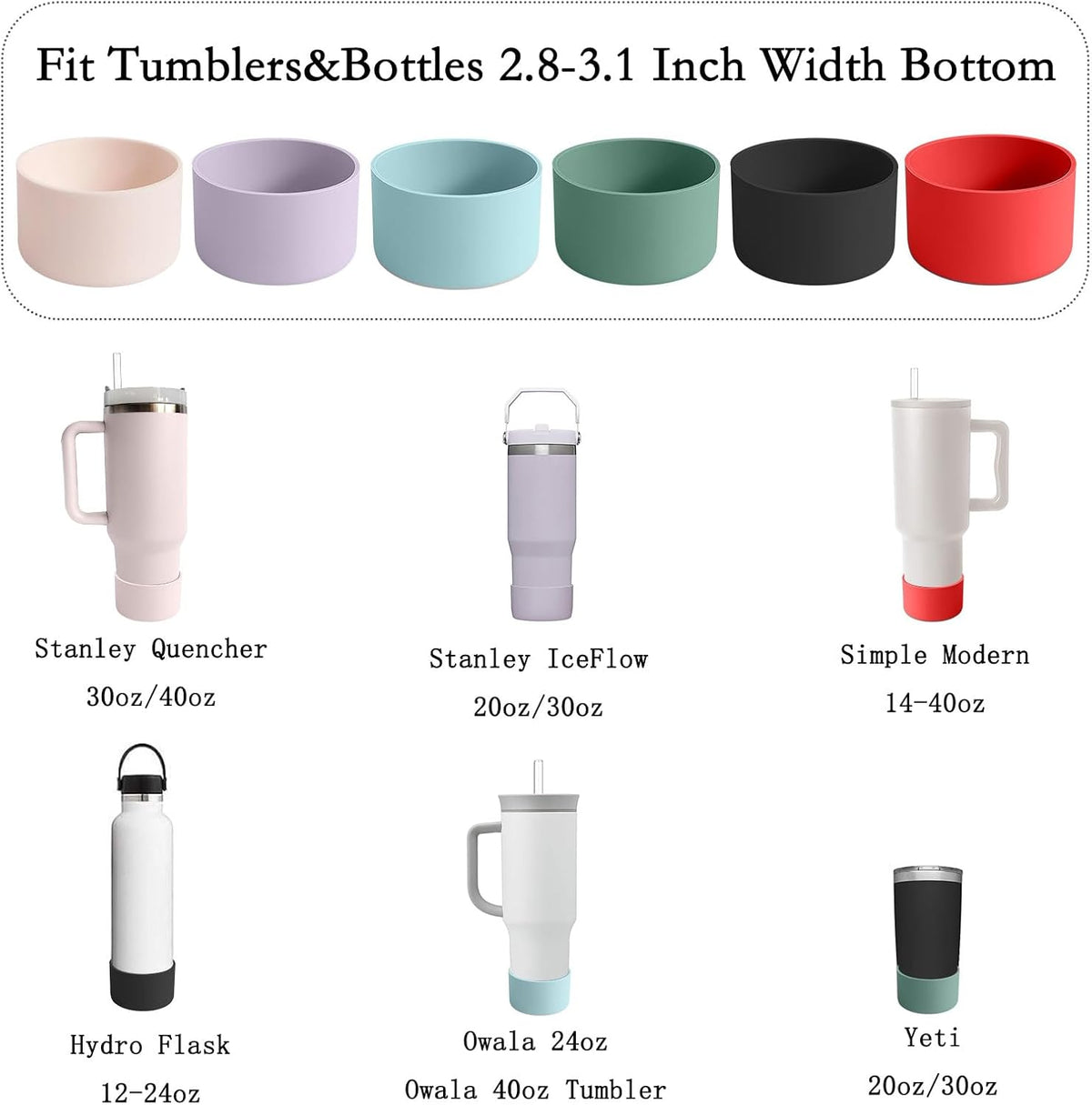 6Pcs Silicone Cup Boots for Tumblers Water Bottle