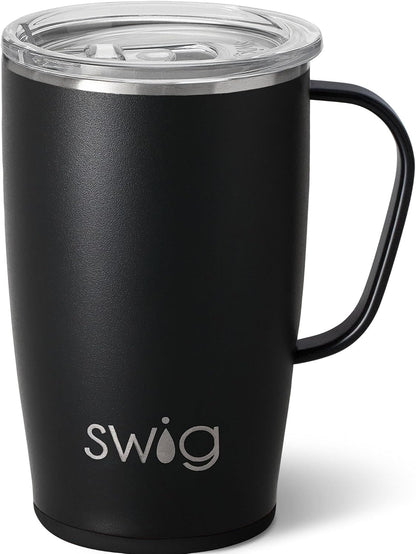 18oz Travel Mug, Insulated Tumbler with Handle and Lid, Cup Holder Friendly, Dishwasher Safe, Stainless Steel, Travel Coffee Cup (Aqua)