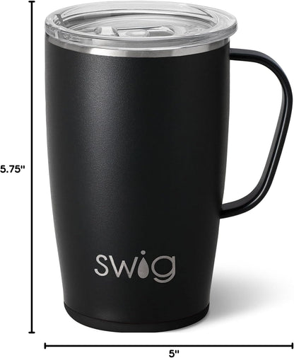 18oz Travel Mug, Insulated Tumbler with Handle and Lid, Cup Holder Friendly, Dishwasher Safe, Stainless Steel, Travel Coffee Cup (Aqua)
