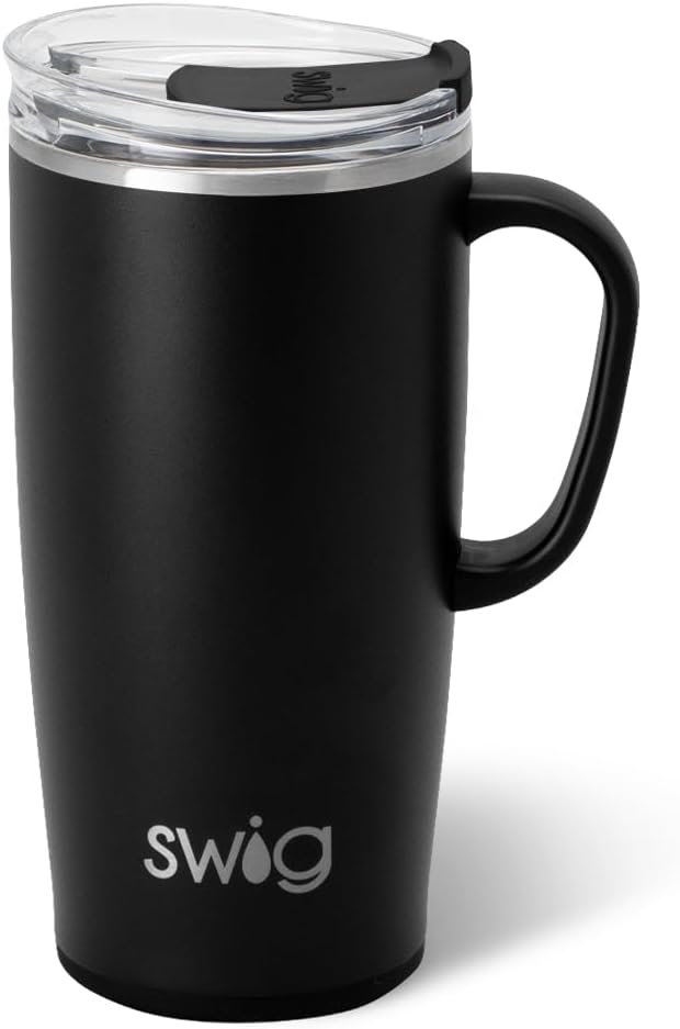 18oz Travel Mug, Insulated Tumbler with Handle and Lid, Cup Holder Friendly, Dishwasher Safe, Stainless Steel, Travel Coffee Cup (Aqua)