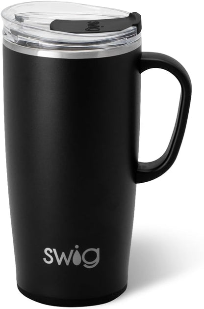 18oz Travel Mug, Insulated Tumbler with Handle and Lid, Cup Holder Friendly, Dishwasher Safe, Stainless Steel, Travel Coffee Cup (Aqua)