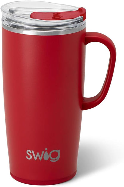 18oz Travel Mug, Insulated Tumbler with Handle and Lid, Cup Holder Friendly, Dishwasher Safe, Stainless Steel, Travel Coffee Cup (Aqua)
