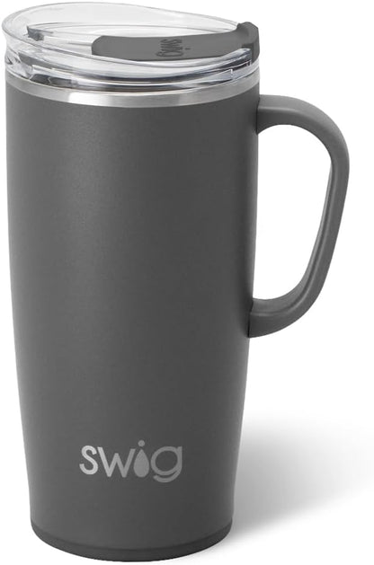 18oz Travel Mug, Insulated Tumbler with Handle and Lid, Cup Holder Friendly, Dishwasher Safe, Stainless Steel, Travel Coffee Cup (Aqua)