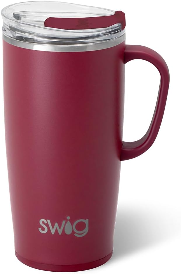 18oz Travel Mug, Insulated Tumbler with Handle and Lid, Cup Holder Friendly, Dishwasher Safe, Stainless Steel, Travel Coffee Cup (Aqua)