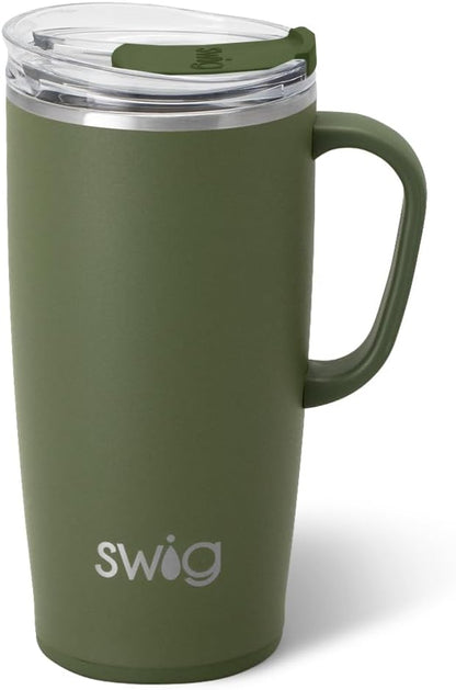 18oz Travel Mug, Insulated Tumbler with Handle and Lid, Cup Holder Friendly, Dishwasher Safe, Stainless Steel, Travel Coffee Cup (Aqua)