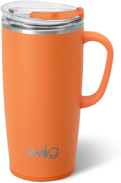 18oz Travel Mug, Insulated Tumbler with Handle and Lid, Cup Holder Friendly, Dishwasher Safe, Stainless Steel, Travel Coffee Cup (Aqua)