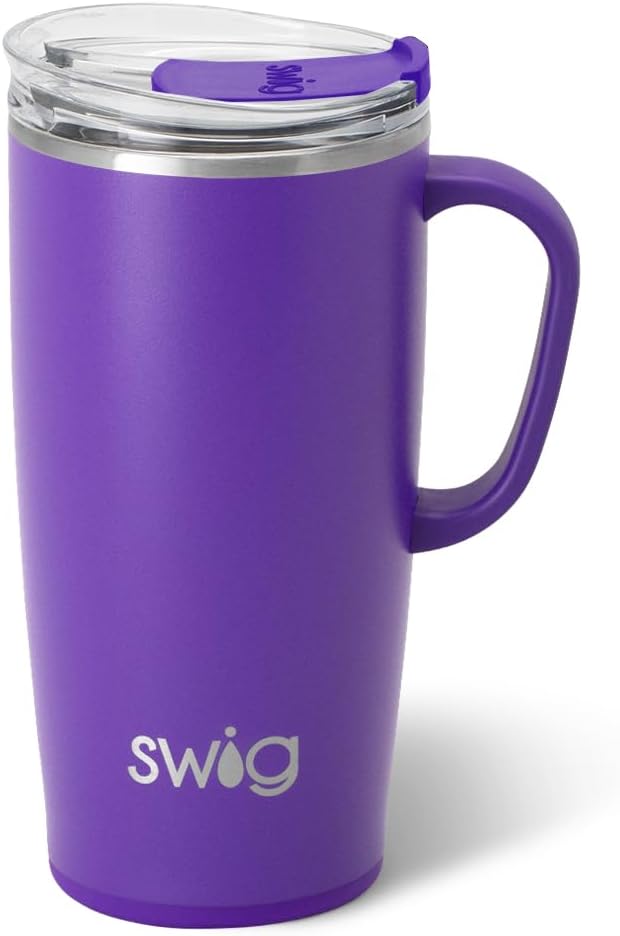 18oz Travel Mug, Insulated Tumbler with Handle and Lid, Cup Holder Friendly, Dishwasher Safe, Stainless Steel, Travel Coffee Cup (Aqua)