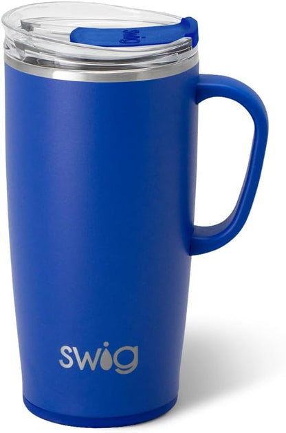 18oz Travel Mug, Insulated Tumbler with Handle and Lid, Cup Holder Friendly, Dishwasher Safe, Stainless Steel, Travel Coffee Cup (Aqua)