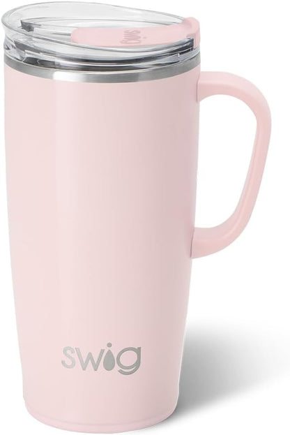 18oz Travel Mug, Insulated Tumbler with Handle and Lid, Cup Holder Friendly, Dishwasher Safe, Stainless Steel, Travel Coffee Cup (Aqua)