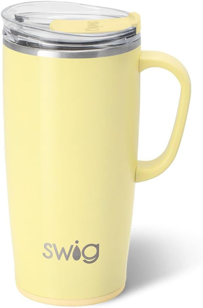 18oz Travel Mug, Insulated Tumbler with Handle and Lid, Cup Holder Friendly, Dishwasher Safe, Stainless Steel, Travel Coffee Cup (Aqua)