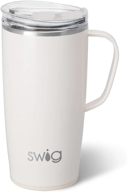 18oz Travel Mug, Insulated Tumbler with Handle and Lid, Cup Holder Friendly, Dishwasher Safe, Stainless Steel, Travel Coffee Cup (Aqua)