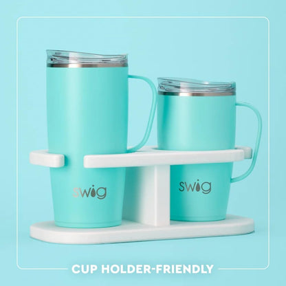 18oz Travel Mug, Insulated Tumbler with Handle and Lid, Cup Holder Friendly, Dishwasher Safe, Stainless Steel, Travel Coffee Cup (Aqua)
