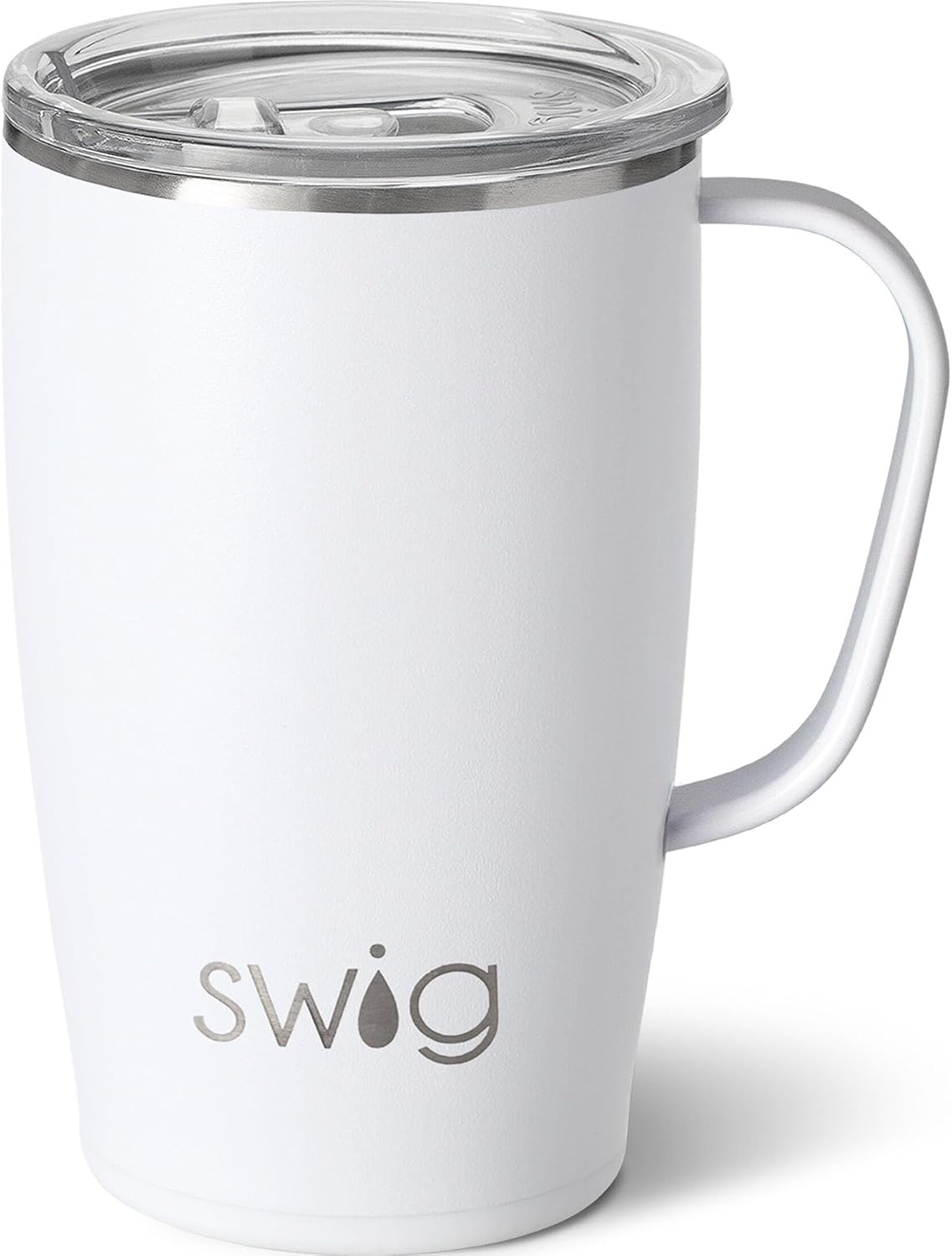 18oz Travel Mug, Insulated Tumbler with Handle and Lid, Cup Holder Friendly, Dishwasher Safe, Stainless Steel, Travel Coffee Cup (Aqua)