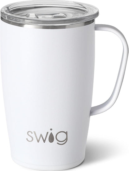 18oz Travel Mug, Insulated Tumbler with Handle and Lid, Cup Holder Friendly, Dishwasher Safe, Stainless Steel, Travel Coffee Cup (Aqua)