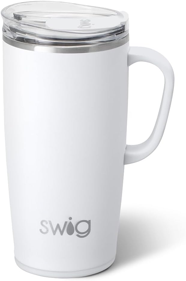 18oz Travel Mug, Insulated Tumbler with Handle and Lid, Cup Holder Friendly, Dishwasher Safe, Stainless Steel, Travel Coffee Cup (Aqua)
