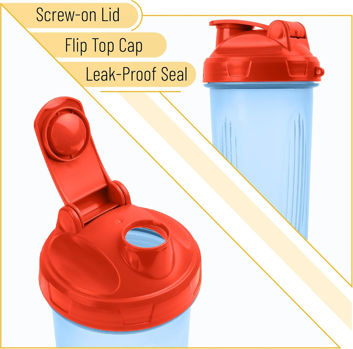 Shaker Bottles for Protein Mixes, 28 oz, Leak Proof