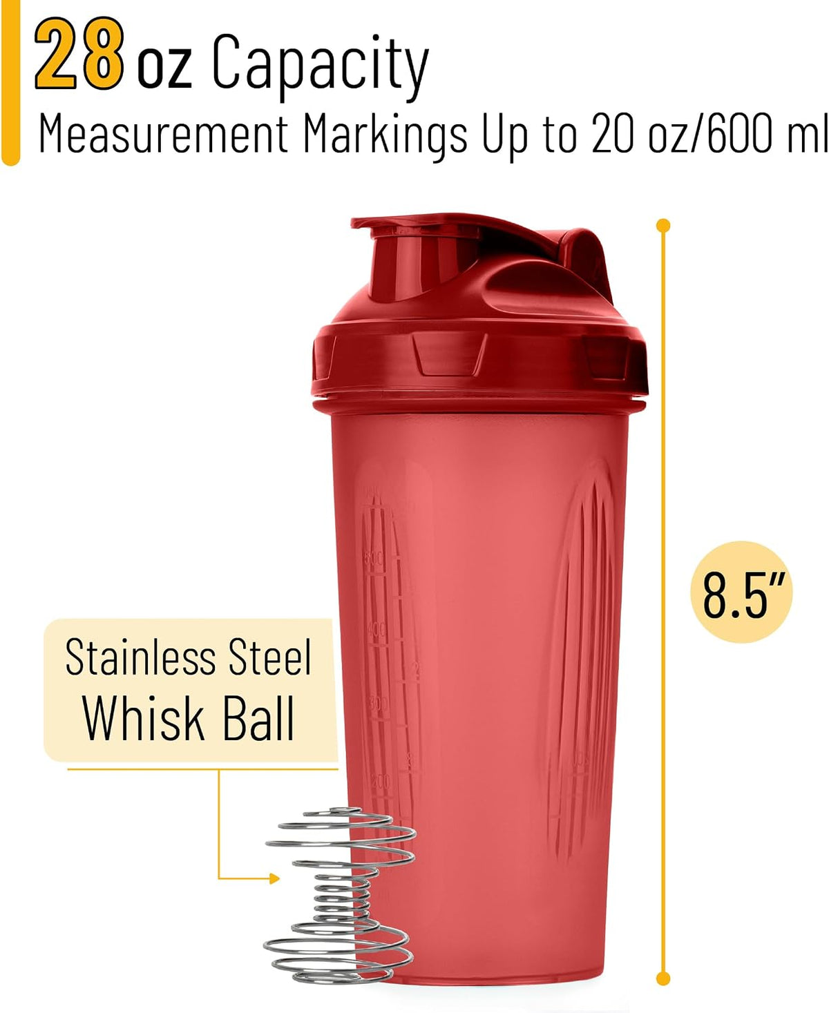 Shaker Bottles for Protein Mixes, 28 oz, Leak Proof