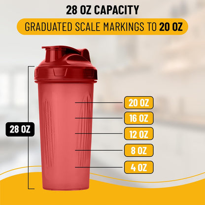 Shaker Bottles for Protein Mixes, 28 oz, Leak Proof