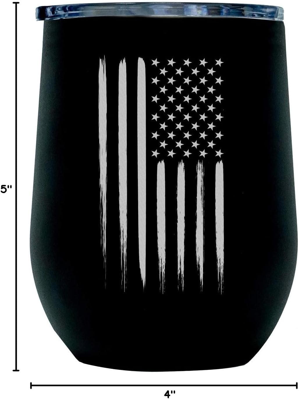 Army Steel Stemless Outdoor Wine Glass Tumbler, 12 oz Double Wall Vacuum Insulated Whiskey Tumbler–Matte Black with US Army logo and Lid