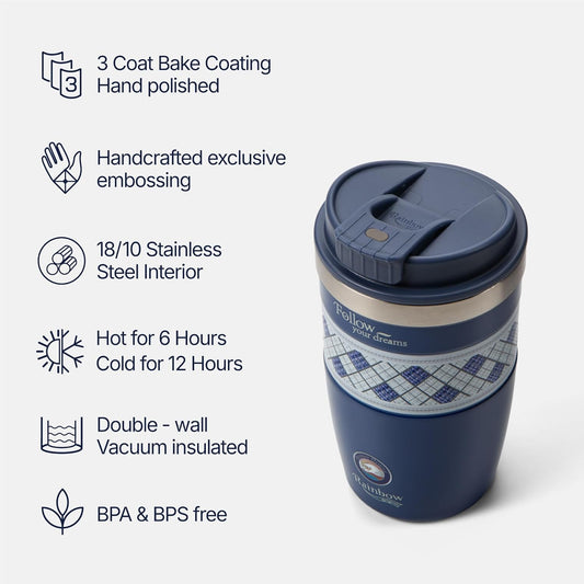 13 oz Travel Coffee Tumbler–6H hot / 12H cold, Queen-White | 18/10 Stainless Steel, double wall vacuum insulation, keeps hot 6h & cold 12h, BPA free, ideal for office, camping, commutes