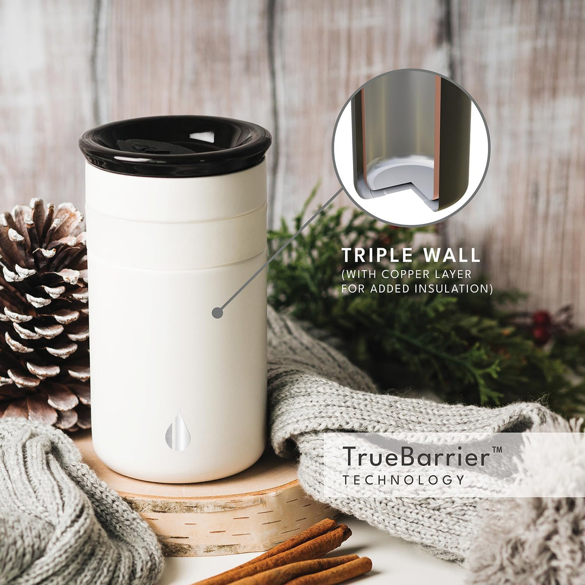 Artisan 16oz Triple-Wall Insulated Coffee Tumbler w/Ceramic Lid