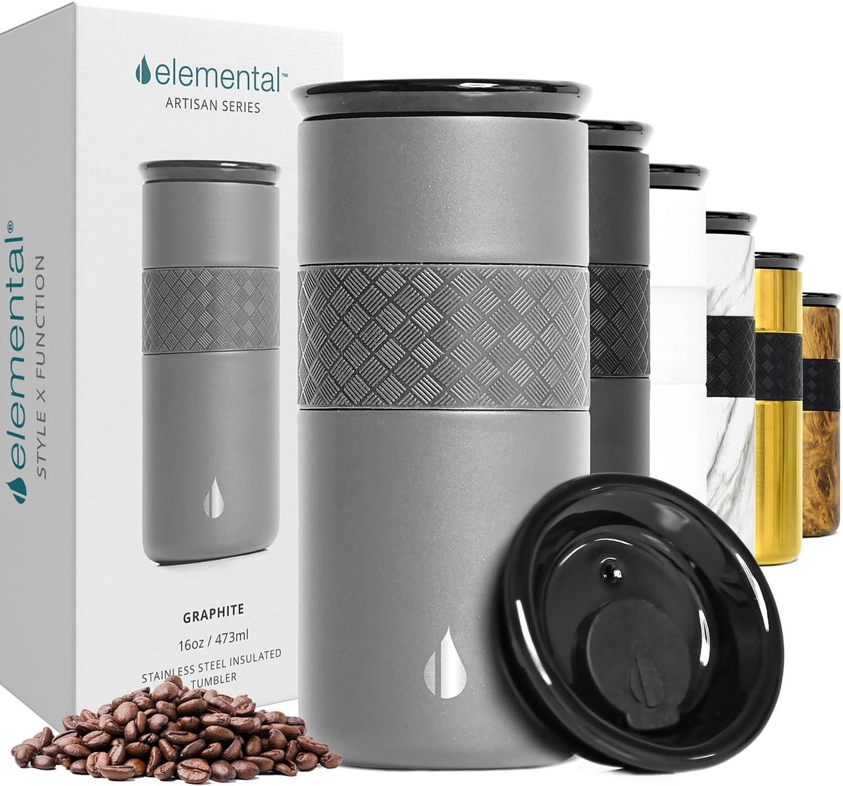 Artisan 16oz Triple-Wall Insulated Coffee Tumbler w/Ceramic Lid