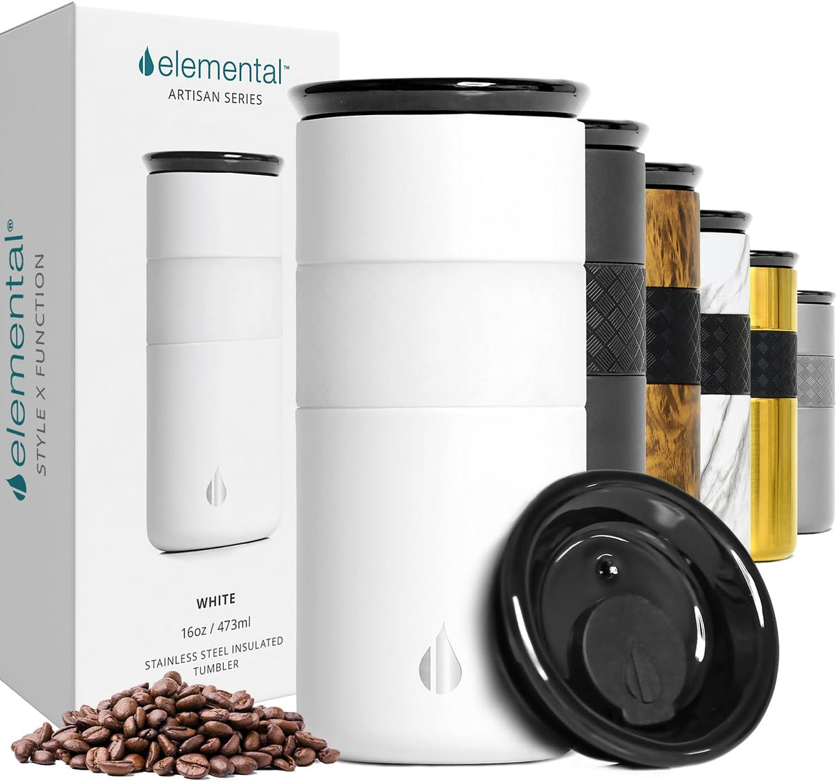 Artisan 16oz Triple-Wall Insulated Coffee Tumbler w/Ceramic Lid