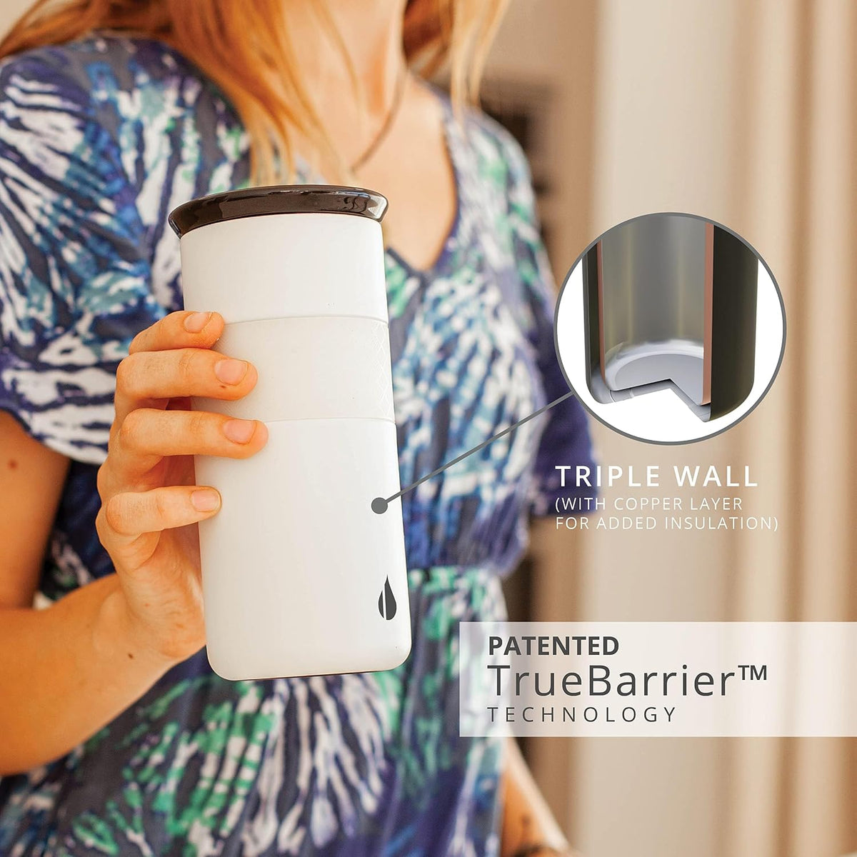 Artisan 16oz Triple-Wall Insulated Coffee Tumbler w/Ceramic Lid