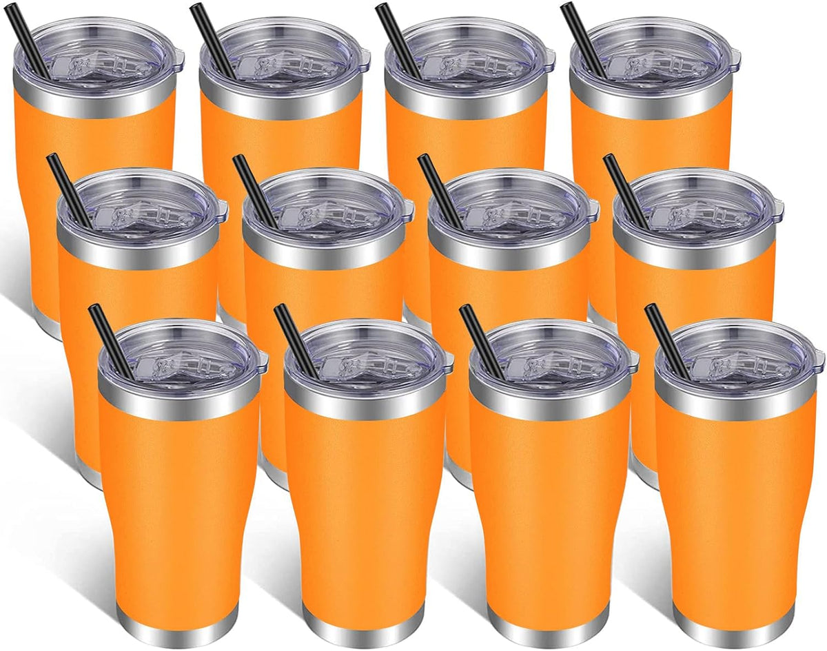 20oz Tumbler Stainless Steel Tumbler Cup with Lid And Straw Vacuum Insulated Double Wall Travel Coffee Mug(Orange 1 Pack)