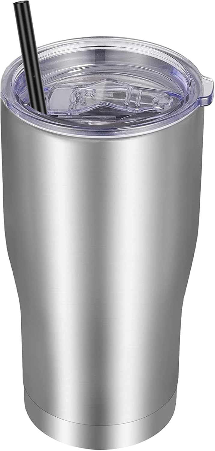 20oz Tumbler Stainless Steel Tumbler Cup with Lid And Straw Vacuum Insulated Double Wall Travel Coffee Mug(Orange 1 Pack)