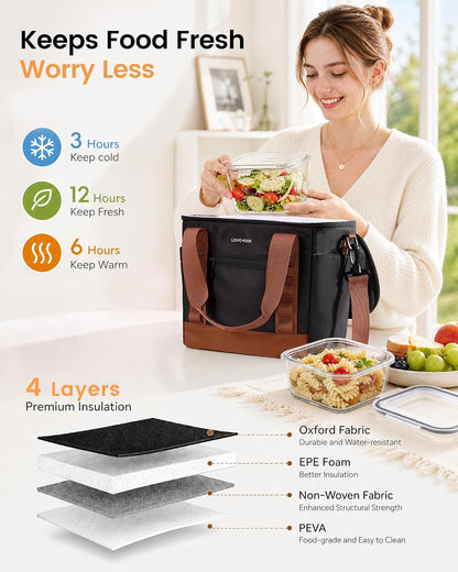 Insulated Lunch Bag for Women men, Large Leakproof Adult Lunch Box