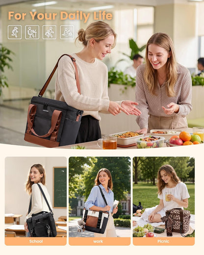 Insulated Lunch Bag for Women men, Large Leakproof Adult Lunch Box