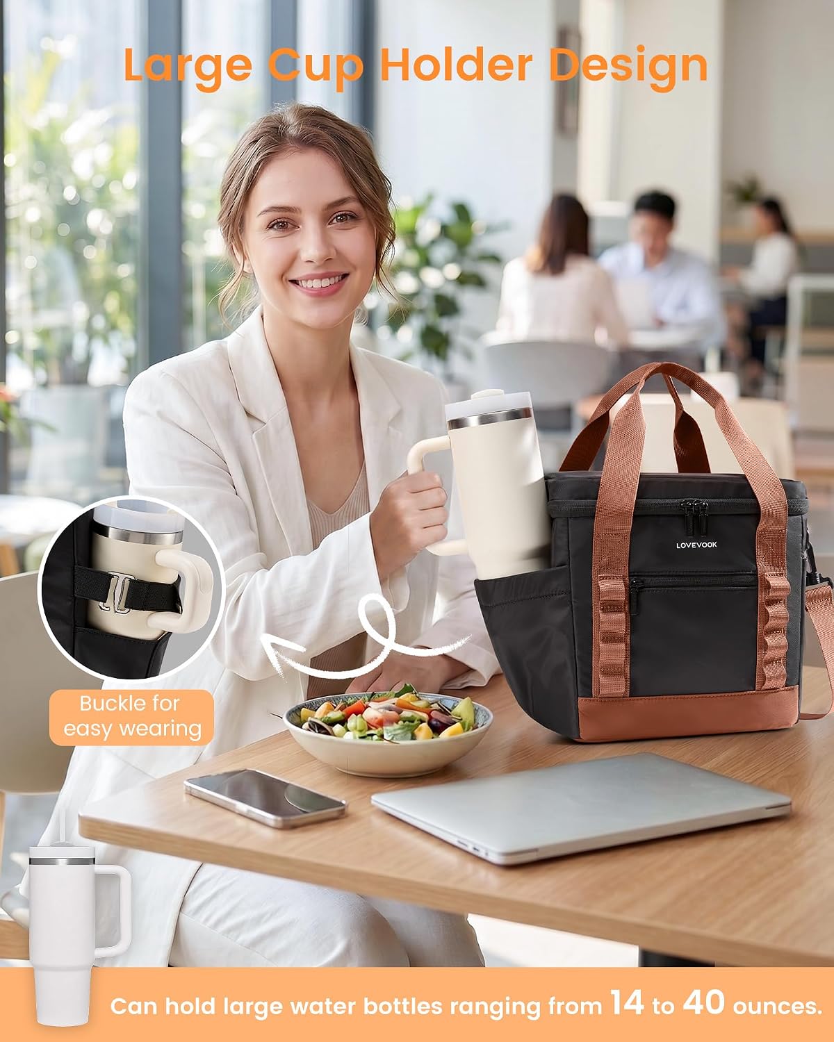 Insulated Lunch Bag for Women men, Large Leakproof Adult Lunch Box
