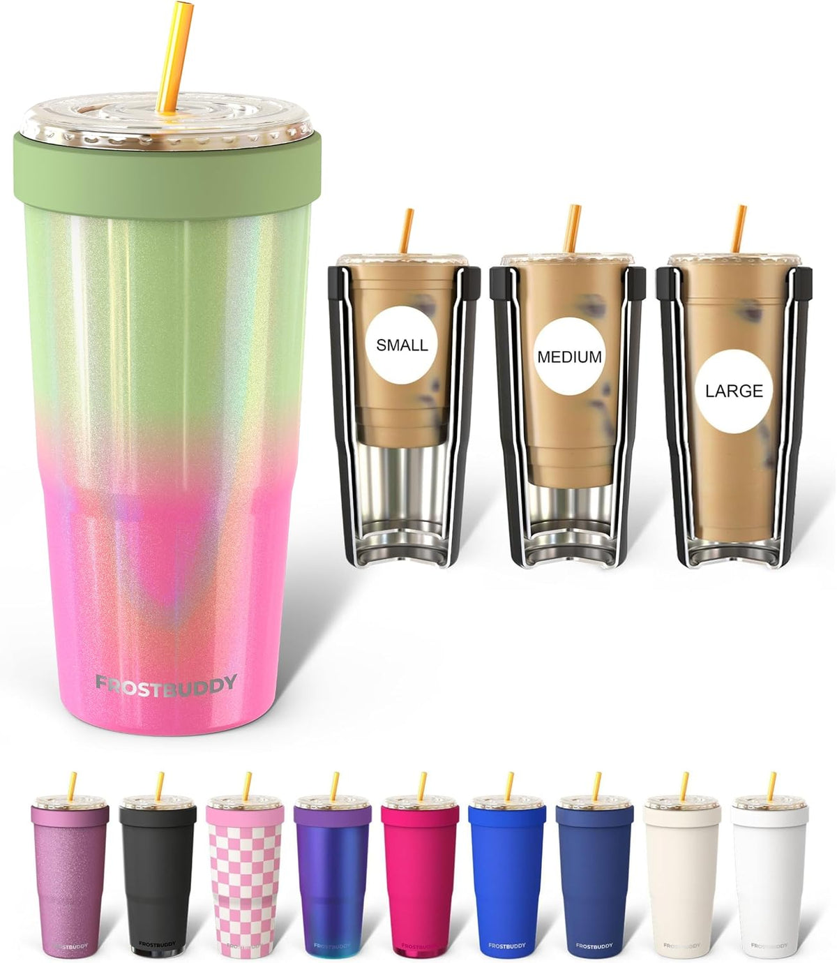 Togo Buddy 30 oz Stainless Steel Vacuum Insulated Tumbler To Go Coffee Cup – Iced Coffee Cups, Iced Coffee Sleeve, Travel Mug, Thermal Cup for Hot & Cold Drinks, Dunkin Cup (Blue Pencil) - Colors B