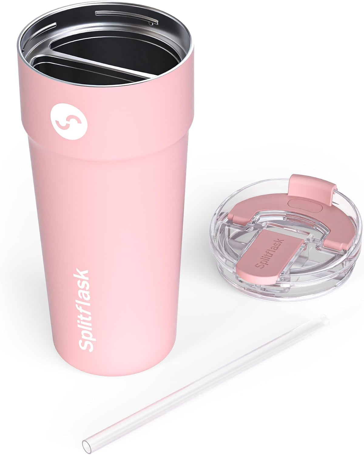 2-in-1 Hot & Cold Vacuum Insulated 30oz Tumblers, Stainless Steel Dual Chamber, Leak-Proof Lid, BPA-Free, Fits Cup Holder, Travel Coffee Mug, Split Cup, 2 Drink, 2 Sides, Coffee & Water (Silver)
