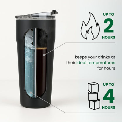2-in-1 Hot & Cold Vacuum Insulated 30oz Tumblers, Stainless Steel Dual Chamber, Leak-Proof Lid, BPA-Free, Fits Cup Holder, Travel Coffee Mug, Split Cup, 2 Drink, 2 Sides, Coffee & Water (Silver)