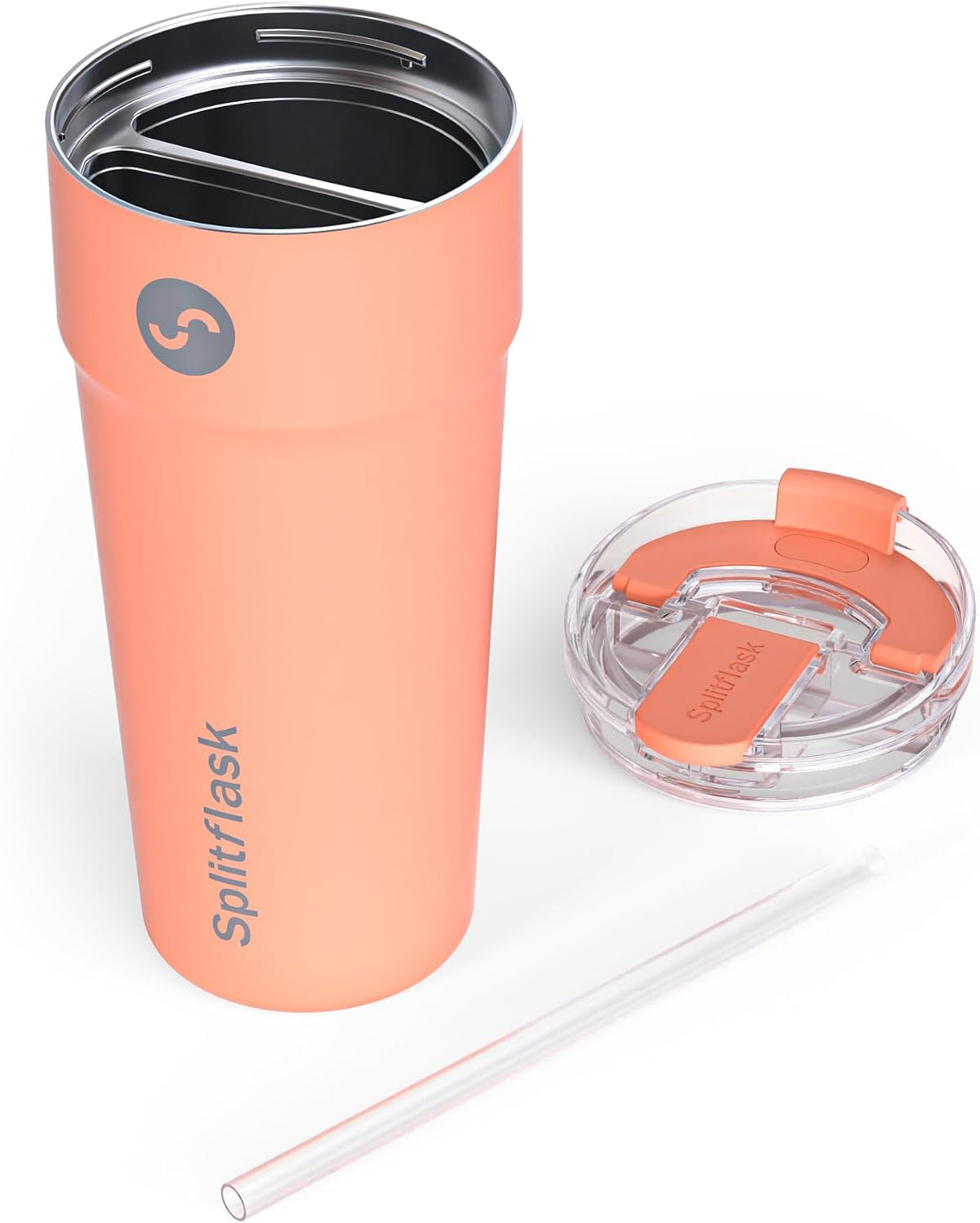 2-in-1 Hot & Cold Vacuum Insulated 30oz Tumblers, Stainless Steel Dual Chamber, Leak-Proof Lid, BPA-Free, Fits Cup Holder, Travel Coffee Mug, Split Cup, 2 Drink, 2 Sides, Coffee & Water (Silver)