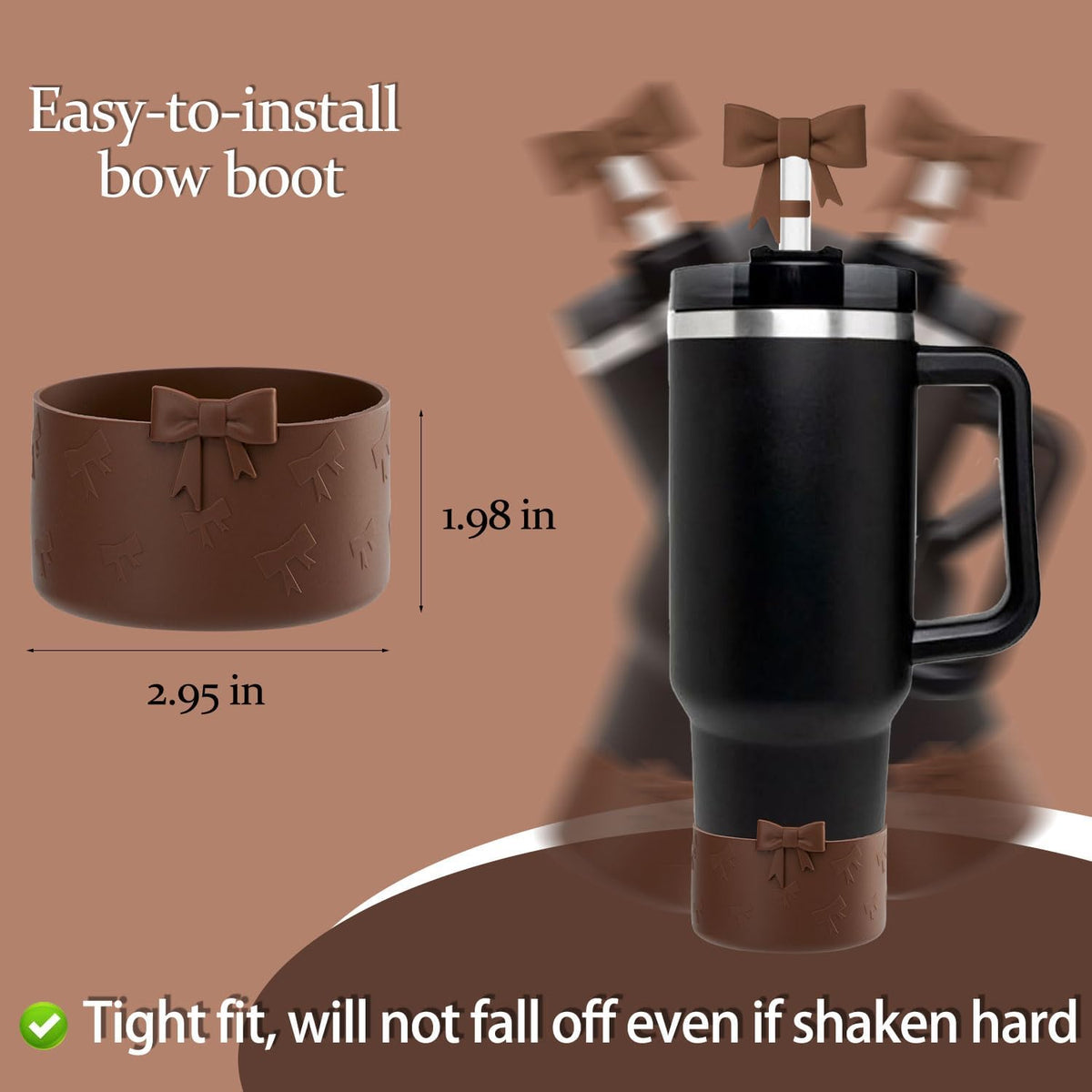 Bow Silicone Protective for Stanley Boot for 20/30/40Oz, 2 Pack for Stanley Cup Accessories Compatible 12-24Oz for Hydroflask Boot and More (Pink Set)