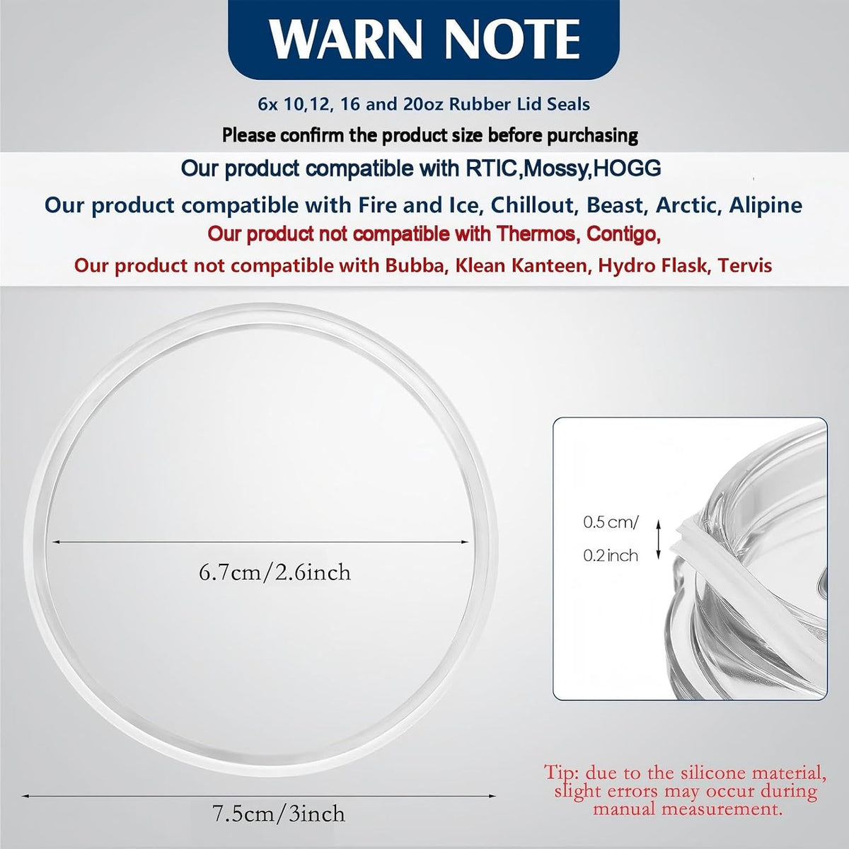 Rubber Lid Seal Replacement for Tumbler
