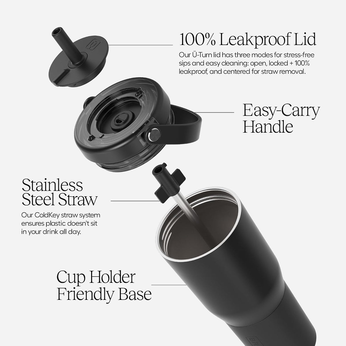 Resa 35oz 100% Leakproof Tumbler w/Handle & Straw | Flexible SoftSip Straw | Silicone Sleeve for Durability | Stainless Steel | Cup Holder & Travel Friendly Water Bottle (Java)