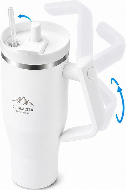 Thurston Tumbler – 40oz Stainless Steel Insulated Travel Cup with Handle & Straw Lid, Double-Wall Vacuum with All-in-One Rotational Handle & Retractable Straw for Hot & Cold Drinks (Navy)