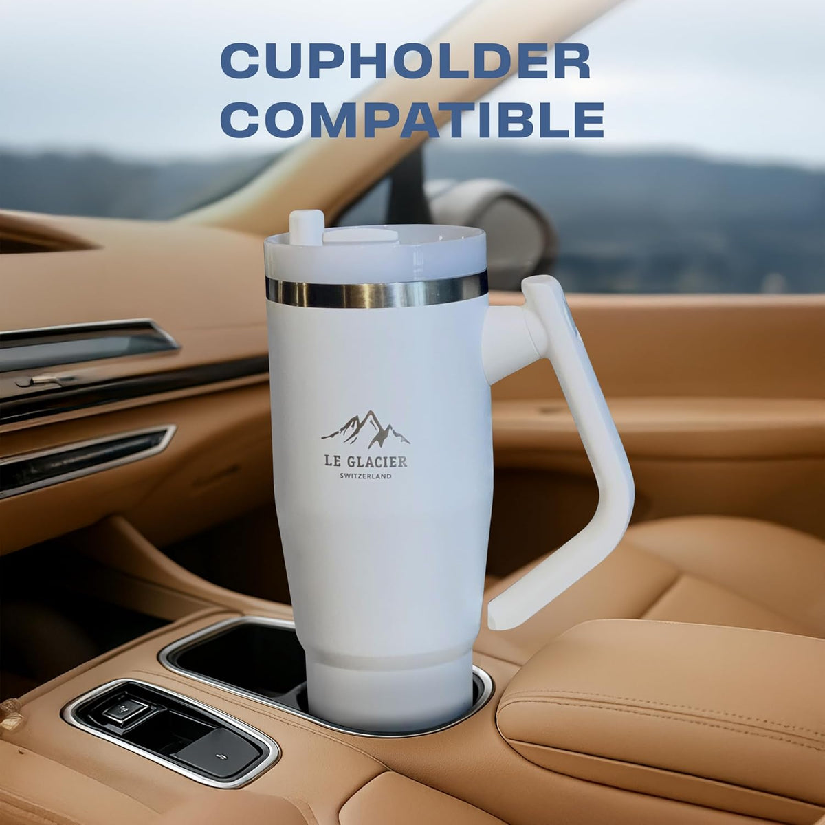 Thurston Tumbler – 40oz Stainless Steel Insulated Travel Cup with Handle & Straw Lid, Double-Wall Vacuum with All-in-One Rotational Handle & Retractable Straw for Hot & Cold Drinks (Navy)