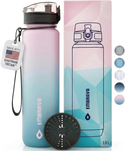 Sports Water Bottle (32oz, Gray) Fast Flow Flip Top Lid