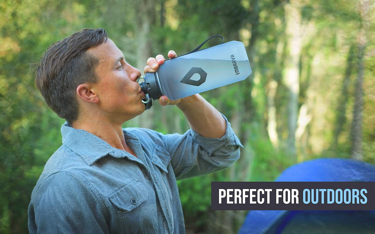 Sports Water Bottle (32oz, Gray) Fast Flow Flip Top Lid