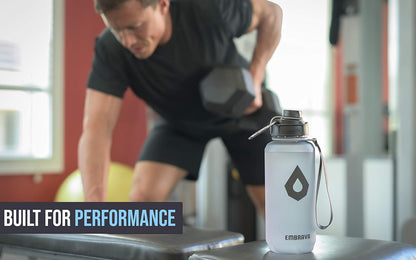 Sports Water Bottle (32oz, Gray) Fast Flow Flip Top Lid
