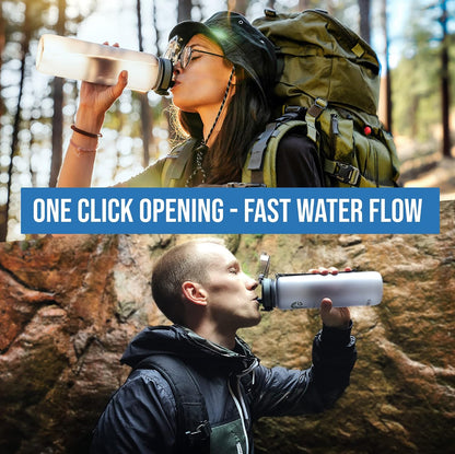 Sports Water Bottle (32oz, Gray) Fast Flow Flip Top Lid