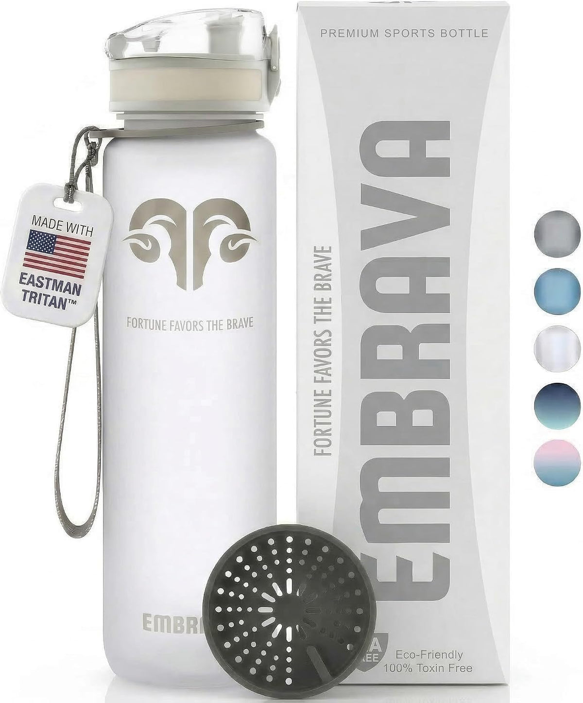 Sports Water Bottle (32oz, Gray) Fast Flow Flip Top Lid